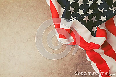 USA flag over vintage paper with copy space. 4th of july background Stock Photo