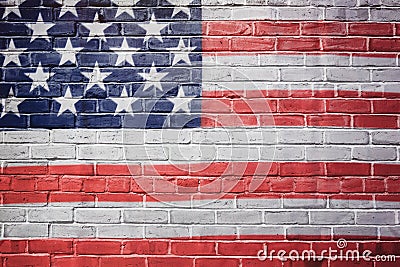 USA flag painted on brick wall. 4th of july background Stock Photo