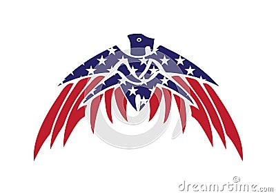 USA Flag Patriotic Eagle Bald Hawk Vector Logo Vector Illustration