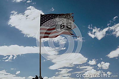 USA flag ROUTE 66 Stock Photo