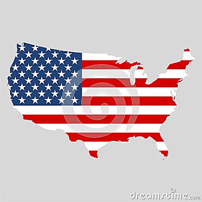 USA flag, Shape of american map icon Vector Illustration