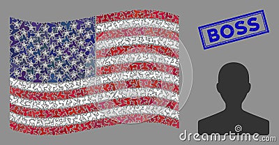 USA Flag Stylized Composition of Customer and Grunge Boss Seal Vector Illustration