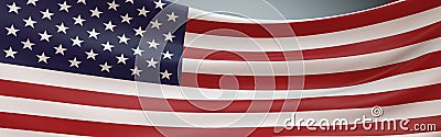 USA Flag swaying panoramic full frame. Stock Photo