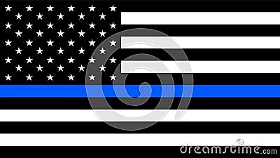 USA flag with a thin blue line Vector Illustration