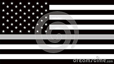 USA flag with a thin gray or silver line Vector Illustration