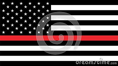 USA flag with thin a red line Vector Illustration