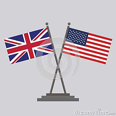 USA Flag and UK Flag Vector Illustration