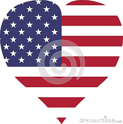 usa flag white red stripes heart form Vector Illustration