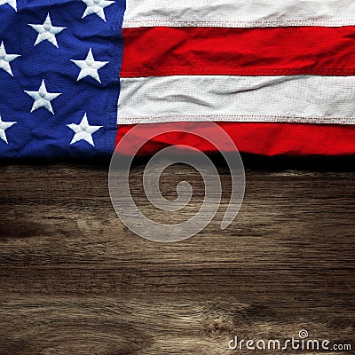 USA flag on wood Stock Photo