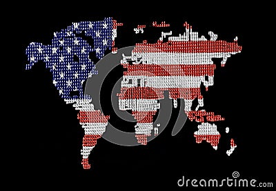 USA Flag on a Word Map Stock Photo