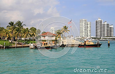 USA,Florida/Miami: Biscayne Bay Pilot Boat Station/Boats Editorial Stock Photo