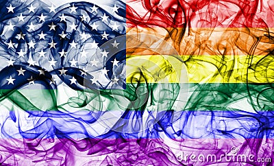 USA gay smoke flag, LGBT USA flag Stock Photo