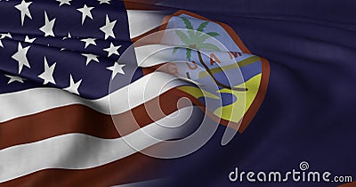 USA and Guam Flag Cartoon Illustration