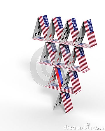 USA House of cards on the brink to collapse Stock Photo