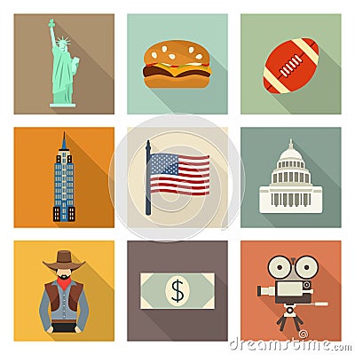 USA icon set Vector Illustration