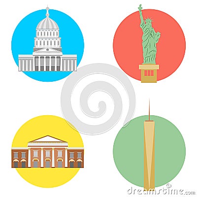 USA icons set Vector Illustration