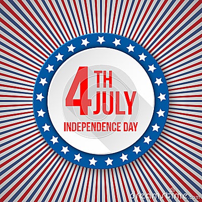 USA Independence Day background. 4 July national celebration. Patriotic template with text, stripes and stars for Vector Illustration