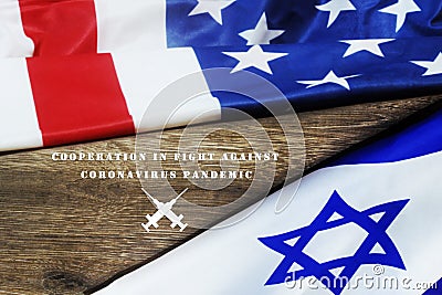 USA and Israel. Image theme: cooperation of states in fight against coronavirus COVID-19 pandemic Stock Photo