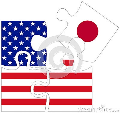USA - Japan : puzzle shapes with flags Stock Photo