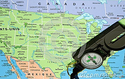 USA Map And Compass Stock Images - Image: 36043524