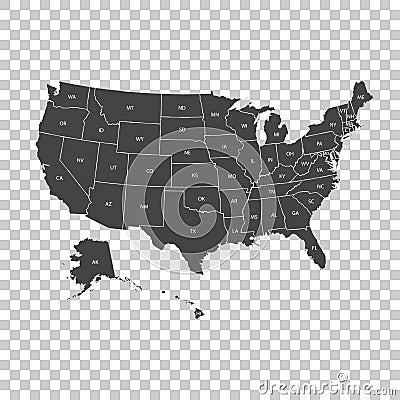 USA map with federal states. Vector illustration United states o Vector Illustration