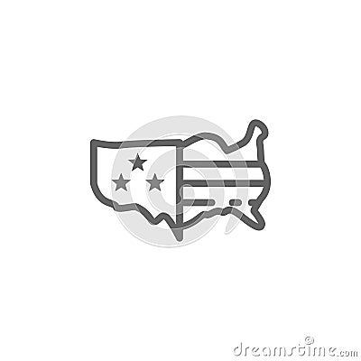 USA, map icon. Element of 4th of july icon. Thin line icon for website design and development, app development. Premium icon Stock Photo