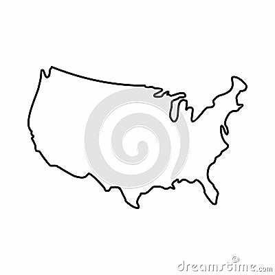 USA map icon, outline style Vector Illustration