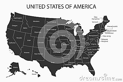 USA map with states names. United States of America cartography. Vector. Vector Illustration