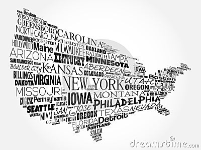 USA Map word cloud collage Stock Photo