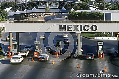 USA/Mexico border in San Diego, CA facing Tijuana Editorial Stock Photo