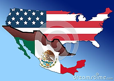 USA Mexico Wall Stock Photo