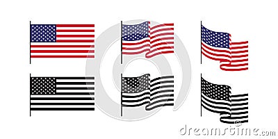 USA national flag. American flags. America patriotic emblems. Vector scalable graphics Vector Illustration