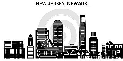 Usa, New Jersey, Newark architecture vector city skyline, travel cityscape with landmarks, buildings, isolated sights on Vector Illustration