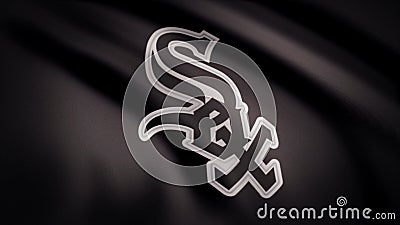 USA - NEW YORK, 12 August 2018: Waving flag with Chicago White Sox professional team logo. Close-up of waving flag with Editorial Stock Photo