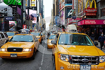 29.03.2007, USA, New York: Traffic jams of yellow taxi Editorial Stock Photo