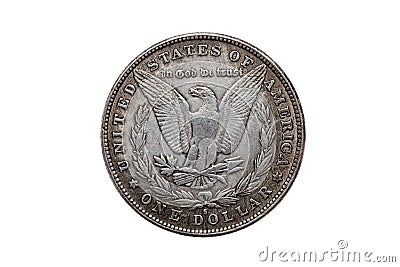 USA One Dollar Morgan Silver Coin reverse side Stock Photo
