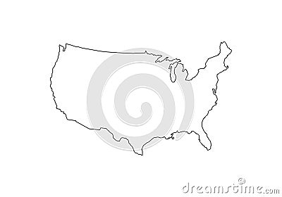 USA outline map national borders country shape Vector Illustration