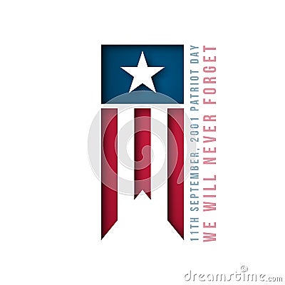 9/11 USA Patriot Day banner. 11th September, 2001. Vector Illustration