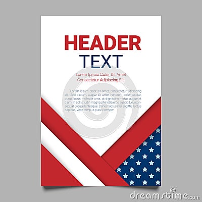 USA patriotic background. Vector illustration with text, stripes and stars for posters, flyers. Colors of american flag. Vector Illustration