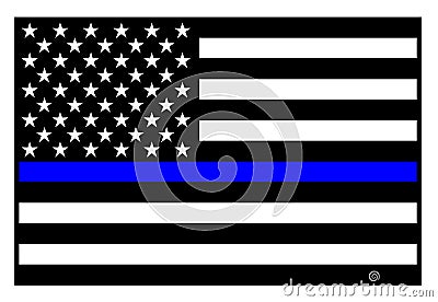 USA Police Blue Line Flag Isolated Vector Illustration Vector Illustration