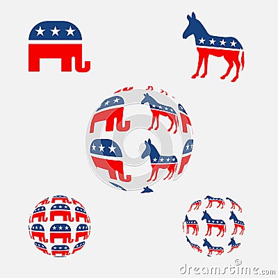 USA political parties symbols Vector Illustration