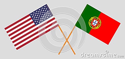 USA and Portugal. The United States of America and Portuguese flags. Official colors. Correct proportion. Vector Vector Illustration