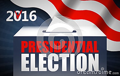 USA presidential election day concept vector illustration. Putting voting paper in the ballot box with american flag on Vector Illustration