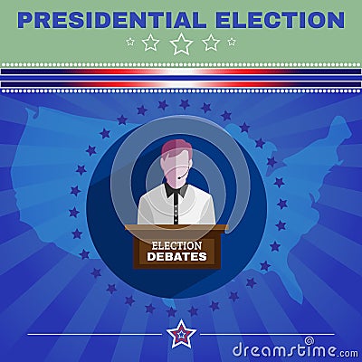 Usa Presidential Election Debates Banner Vector Illustration