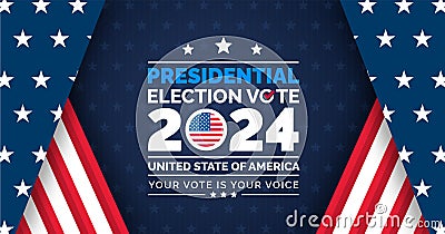 USA 2024 Presidential Elections Event Banner, background, card, poster design. Vector Illustration