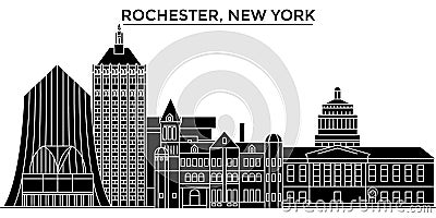 Usa, Rochester, New York architecture vector city skyline, travel cityscape with landmarks, buildings, isolated sights Vector Illustration