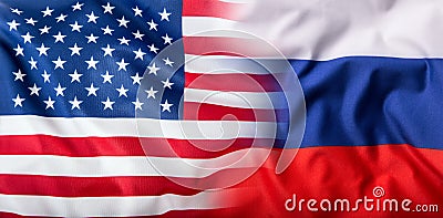USA and Russia. Usa flag and Russia flag Stock Photo