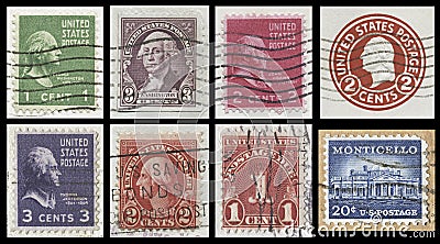 USA 1930s Stamp Collage Editorial Stock Photo