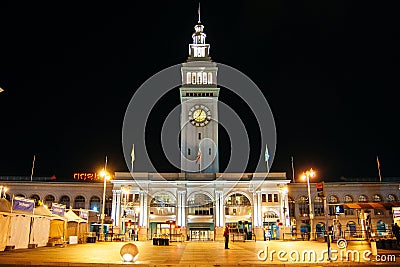 USA, San Francisco - December, 2019 downtown seaport at night Editorial Stock Photo