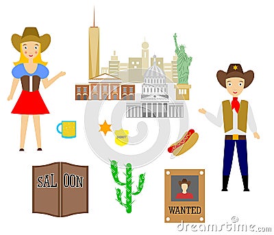 The USA set Vector Illustration